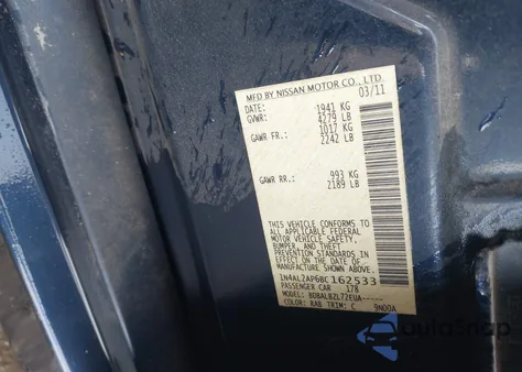 2011 Nissan Altima 2.5 S from USA, damaged, VIN 1N4AL2AP6BC162533